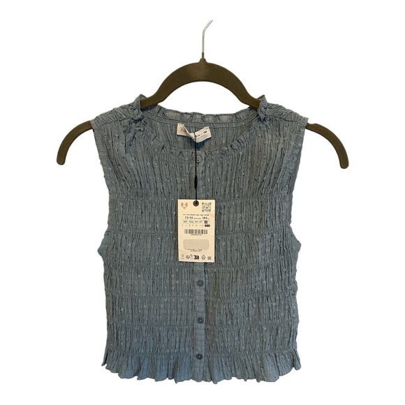 Girsl 13-14 DOTTED MESH ELASTIC TOP - Picture 2 of 7